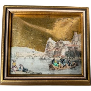 Vintage Framed Print Art Gravure Venice Sungott Art Studios NY 6-1/2" x 7-1/4" - Picture 1 of 6