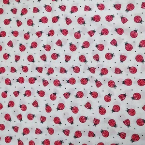Cotton Print Fabric White with Red Ladybugs 1.33 Yards x 44" wide - Picture 1 of 7