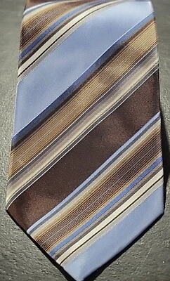 Corbata de cuello Geoffrey Beene marrón azul hecha a mano 100 % seda para hombre hecha en China Foto 1 de 4