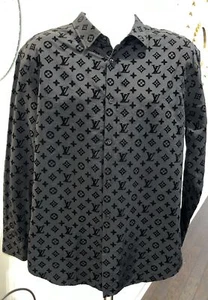 LOUIS VUITTON LV Monogram Louis Vuitton Casual Black Button Dress Shirt size L - Picture 1 of 24