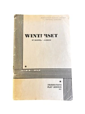 Winterset: A Play In Three Acts by Maxwell Anderson (Paperback, 1946) GOOD Foto 1 de 4