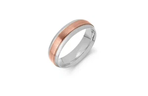 Ehering Band 9 kt Rotgold & Britannia-Silber zweifarbig poliert 4 mm - Bild 1 von 5