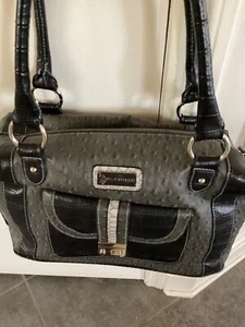 U S Polo Assn Black & Gray Faux Ostrich Bag - Picture 1 of 7