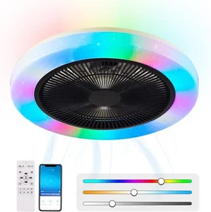 Ceiling Fan,With Lights,RGB with Remote,Low Profile Bladeless Ceiling Fans - Picture 1 of 4