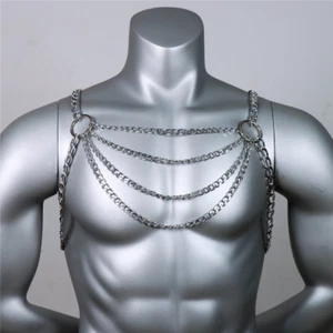 Arnés de cadena para hombre Festival Rave Techno Clubwear Punk Emo Gothic Rock - Imagen 1 de 15