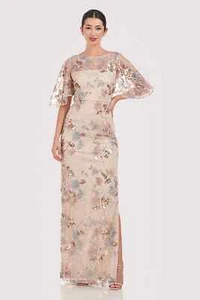 JS Collections Size 8 Mauve Silver Sequin Embroidered Daphne Flutter Gown NEW - Picture 1 of 3