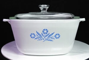 RARE Corning Ware Blue CFLOWER P-1 3/4 B .1 3/4 QT Casserole/ ORIGINAL P-7-C Lid - Picture 1 of 6