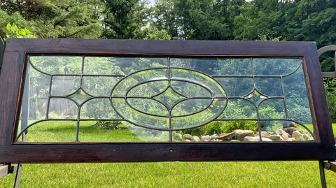 Antique Beveled leaded glass transom style window 19th c ca 1890's Cover
