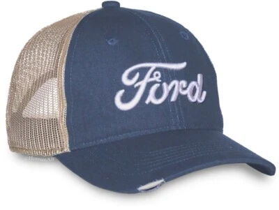 Logotipo Ford teñido con pigmento sarga de algodón azul marino/avena malla trasera para hombre Foto 1 de 4