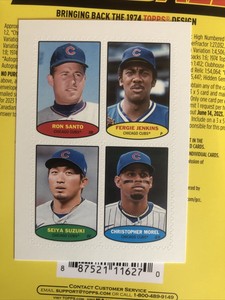 2023 Topps Heritage Santo, Jenkins, Suzuki, Morel Chicago Cubs Stamps 74BS 9-12