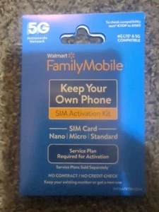 1 Apportez votre propre téléphone à la famille Walmart kit mobile Verizon Nano carte SIM lue - Photo 1 sur 2