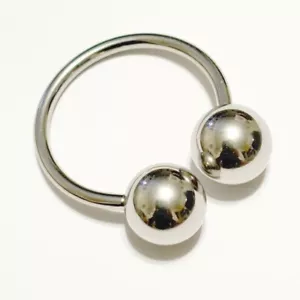 PUBIC/HAFADA/FRENUM HORSESHOE; 316L Surgical Steel 10g Large 1" Dia w 1/2" Balls - Picture 1 of 7