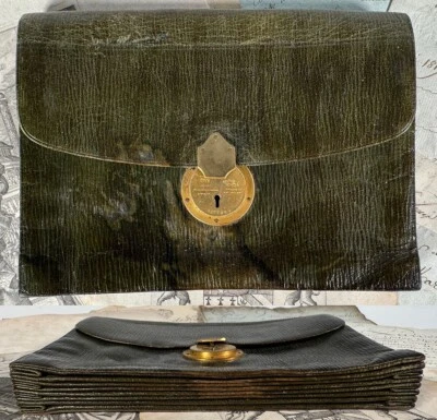 Старинный французский кожаный банковский бумажник или портфолио, CHUBB LONDON производитель для Ее Величества - Изображение 1 из 4