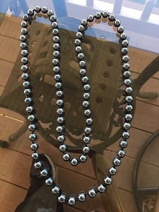 Handmade Semi Precious Stone Hematite neckless 34" round 8.25mm NEW! - Picture 1 of 1