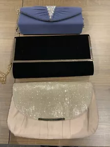 LADIES JOB LOT 3 X Velvet Type Clutch Bags One Dorothy Perkins Others Unbranded - Picture 1 of 10