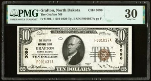 1929 $10 GRAFTON NATIONAL BANK GRAFTON, NORTH DAKOTA PMG 30 VF - Picture 1 of 3