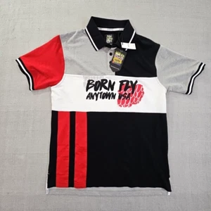 Born Fly Polo Men's Size XL Multi Color Short Sleeve NWT Graphic Streeetwear - Picture 1 of 13