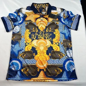 BARABAS Greek Sea Life Print Short Sleeve Top Men 2XL Artistic Bold Charismatic - Picture 1 of 10