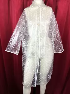 NIP Vintage 60s polkadot clear see-through raincoat jacket Hat Plastic - Picture 1 of 7