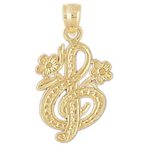 New 14k Yellow Gold Treble Clef Pendant - Picture 1 of 1