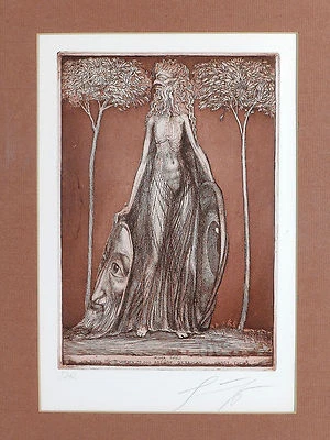 Ernst FUCHS Wien Radierung ° gerahmte Aquatinta-Radierung Flora Okuli - Bild 1 von 4