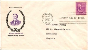 Scott 831 - 50 Cents Taft - Fidelity FDC - Typed Address - Planty 831-4 - Bild 1 von 2