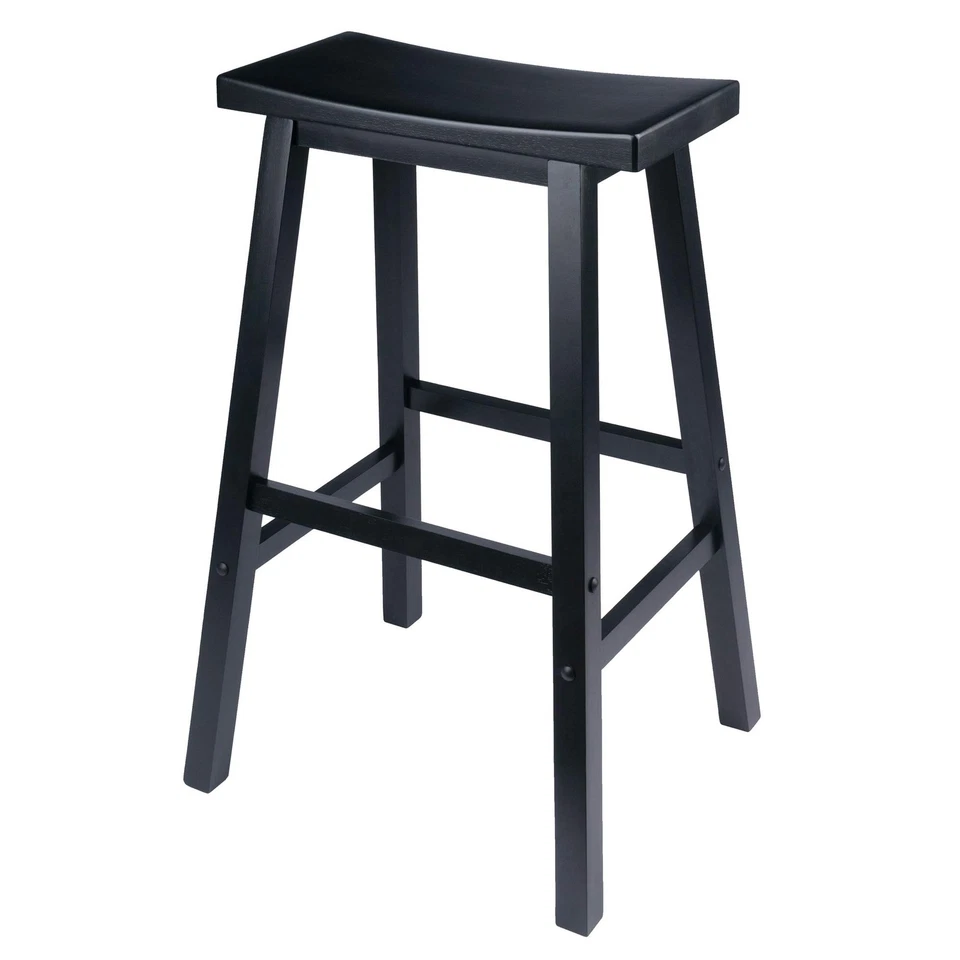Winsome Wood 20089 29h Bar Stool With Saddle Seat Black