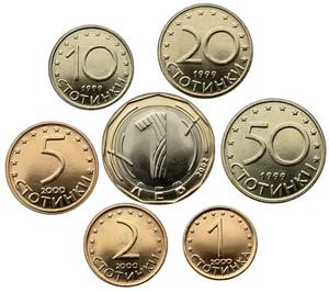 BULGARIA – SET OF 7 COINS: 1 STOTINKA – 1 LEVA (1999–2002) UNCIRCULATED - Picture 1 of 2