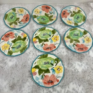 Lote de 7 platos de ensalada floral turquesa de 8,5" Pioneer Woman - Imagen 1 de 4