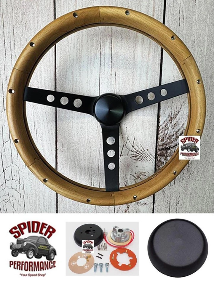 1965-1969 Mercury wood steering wheel 13 1/2" CLASSIC WALNUT BLACK SPOKE - Image 1 of 4