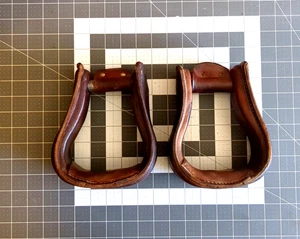 Horse Tack Western Leather Saddle Stirrups - Picture 1 of 11