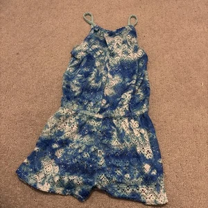 JUSTICE Girl Swimsuit Cover Up tie dye Romper Swim Coverup Sz 8 - Picture 1 of 5