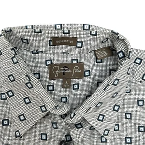 Fernando Pena Geometric Button Down Vintage Mid-Century Modern Mod Squares Sz L - Picture 1 of 10