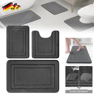 3Teilig Badgarnitur Badezimmer Matte Set Dusch Bade Matte Vorleger Teppich DE - Bild 1 von 15