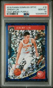 2018-19 Donruss Optic JEREMY LIN Fast Break Purple Prizm #/95 PSA 10 POP 1 - Picture 1 of 2