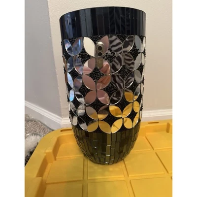 Jarrón moderno de vidrio mosaico negro decorativo elegante espejo Foto 1 de 4