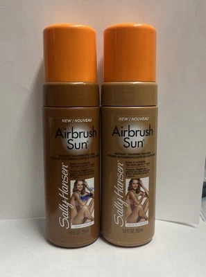 LOT of 2 Sally Hansen Airbrush Sun Instant Tanning Mousse 1-Medium 1-Dark 5oz Ea - Image 1 of 4