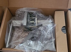 Moderner Stamford Türdrücker mit Schloss, Sichtschutz, Nickel satiniert *397 - Bild 1 von 4