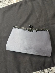 Clutch In Dusty Blue/Grey. Clasp Closure - Picture 1 of 4