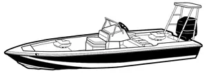 7.6oz STYLED TO FIT BOAT COVER V-HULL CC 14'6"-15'6" x 85" O/B W/POLING PLATFORM - Bild 1 von 14