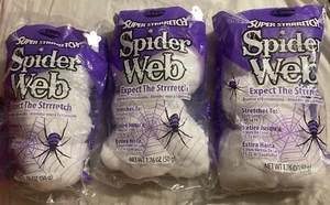 495 Sq Ft STRETCHY cobweb HALLOWEEN SPIDER COB web 1.7 oz LOT X 3 BAGS = 5.28 oz - Picture 1 of 2