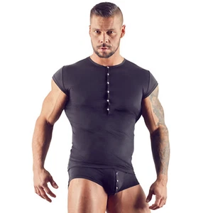 Mens Black Slim-Fit T-Shirt - Picture 1 of 11