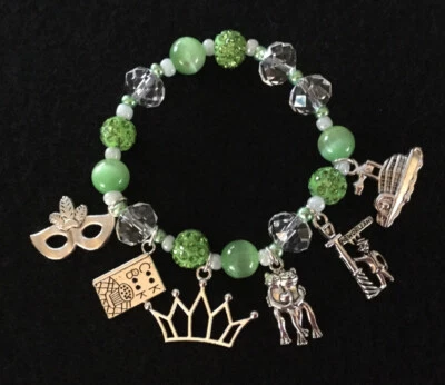 7” Princess & Frog/Tiana Disney Princess Beaded Stretch Charm Bracelet-6 Charms - Image 1 of 4