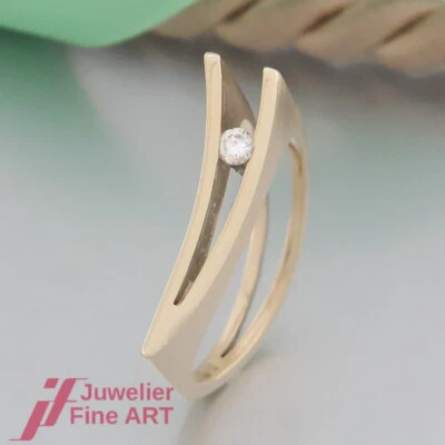 QUINN ausgefallener Solitär- Ring - 1 Brillant (Diamant) 0,08ct-18K/750 Gelbgold - Bild 1 von 4