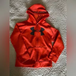 Felpa con cappuccio e zip intera Under Armour arancione erica ragazzo, 100% poliestere, taglia 7skuk18 - Foto 1 di 7