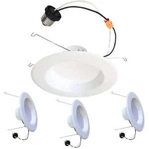 4Pack 5/6" LED Flush Mount Retrofit, Round Recessed Baffle, E26, 3000K, 14W(75W) - Picture 1 of 4