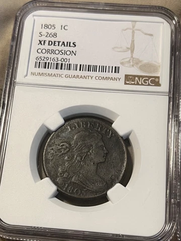 🔥  $200  OFF  🔥 NGC  1805 S-268  draped bust large cent NGC XF DETAILS Cover