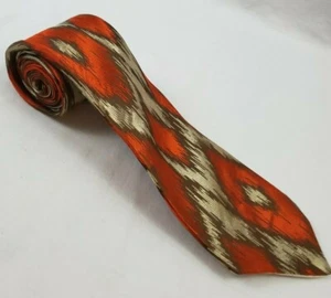 Wembley Orange Brown Silver Abstract Diamond Design Poly Neck Tie -TIES DESIGNER - Picture 1 of 8