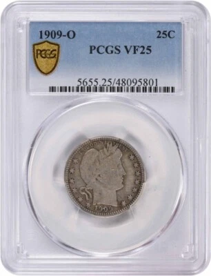 1909-O Barber Silver Quarter VF25 PCGS - Image 1 of 4