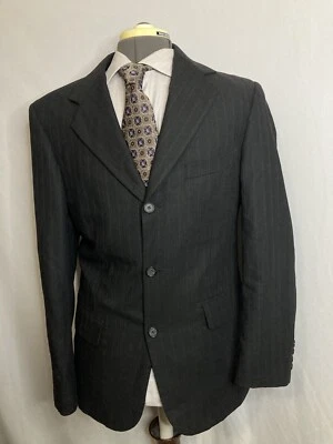 Bernhard Altmann Mens 39R 43" Blazer Sport Coat Suit Jacket Gray Stripe 3 Button - Изображение 1 из 4